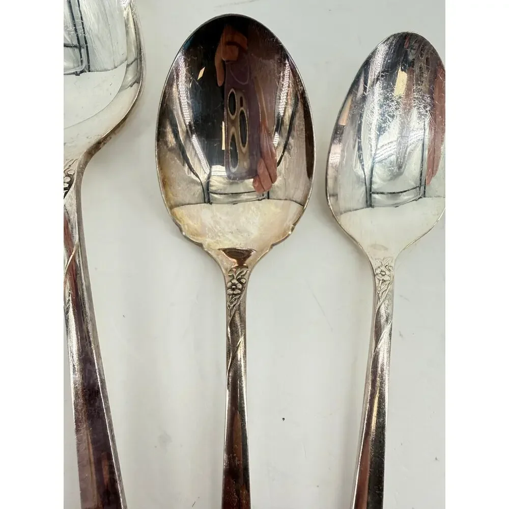 Oneida Community Evening Star Silverplate Teaspoons Tablespoons 1950 Mixed Lot 4